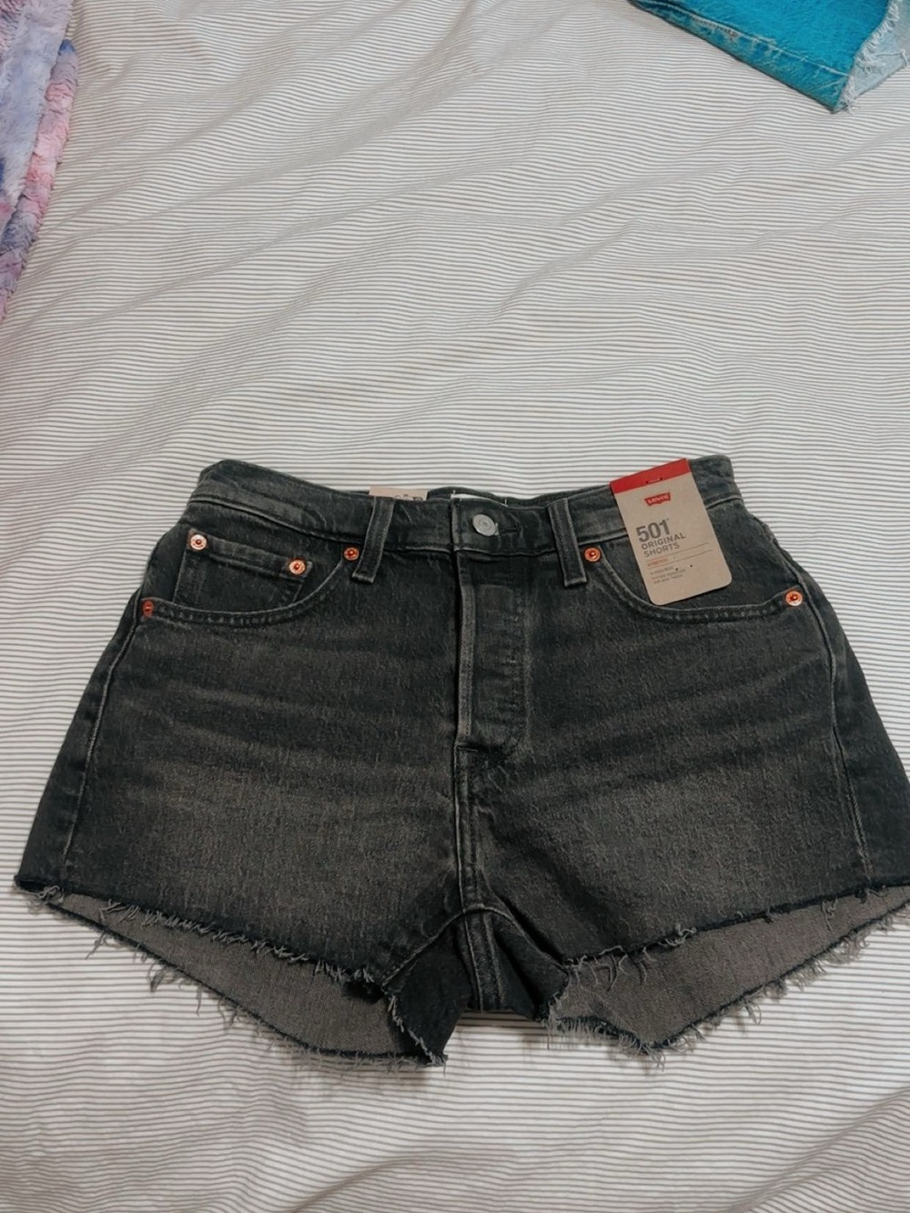 Levi's Black Washed 501 Cutoff Jean Shorts
